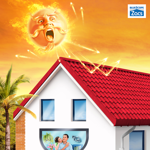 Công nghệ ECO-COOL tích hợp trên bề mặt sản phẩm tôn Zacs Hoa Cương giúp mái nhà mát hơn đến 5 độ C