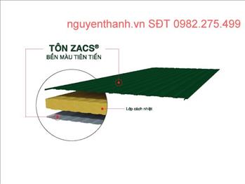 Tôn Zacs Bền Màu xốp PU chống nóng 3 lớp BH 10 năm