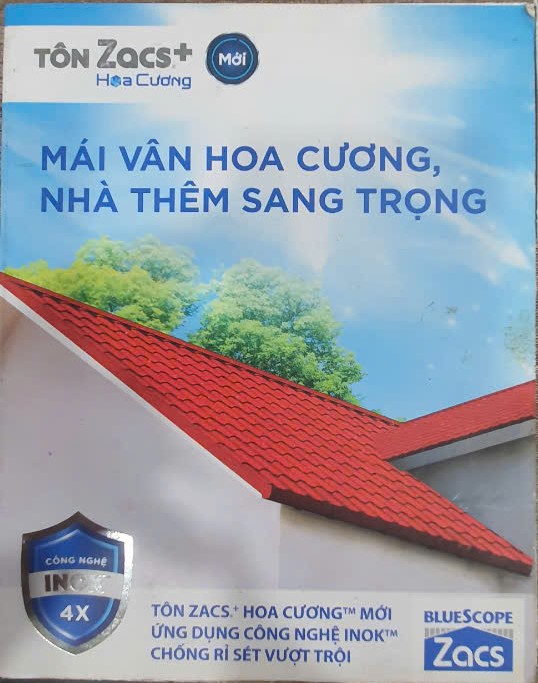 Tôn Zacs Hoa Cương INOK 450 lợp mái nhà vân hoa cương màu đỏ