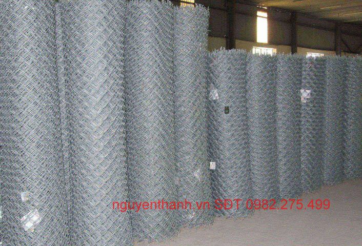 Cuộn lưới B40 xếp đứng trên nền khô trong kho